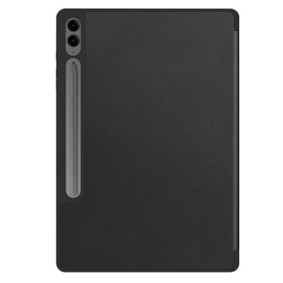 Samsung Galaxy Tab S10+, S9+, S9 FE+ flip black leather case - book with stylus slot | Priedai.lt