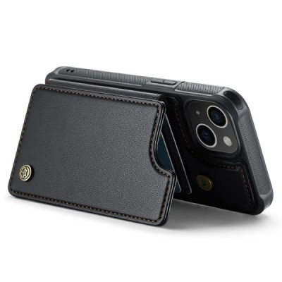Apple iPhone 15 „CaseMe“ Wallet juodas dėklas - nugarėlė | Priedai.lt