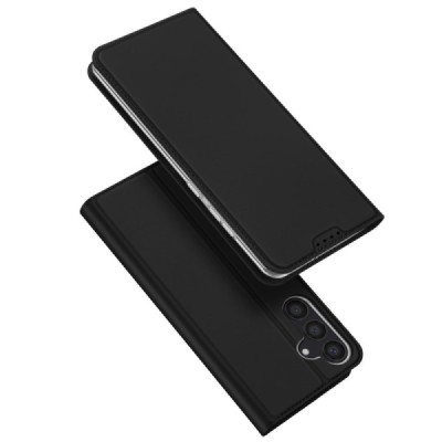 „Dux Ducis“ Skin serijos Samsung Galaxy S24 (SM-S921) juodas odinis atverčiamas dėklas | Priedai.lt