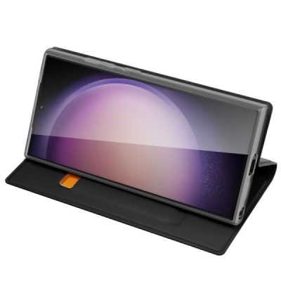 „Dux Ducis“ Skin serijos Samsung Galaxy S24 Ultra (SM-S928) juodas odinis atverčiamas dėklas | Priedai.lt