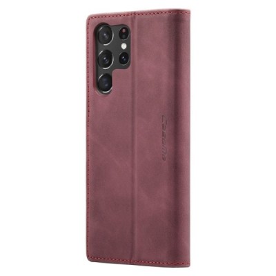 Samsung Galaxy S24 Ultra (SM-S928) CaseMe Retro solidus atverčiamas bordo odinis dėklas - knygutė | Priedai.lt