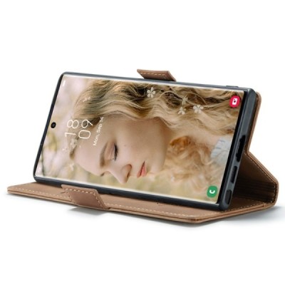 Samsung Galaxy S24 Ultra (SM-S928) CaseMe Retro solidus atverčiamas šviesiai rudas odinis dėklas - knygutė | Priedai.lt