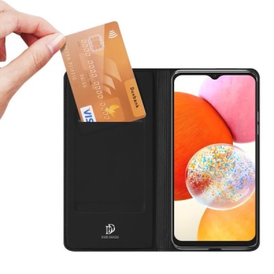 „Dux Ducis“ Skin serijos Samsung Galaxy A15 5G (SM-A156B, SM-A155F) juodas odinis atverčiamas dėklas | Priedai.lt
