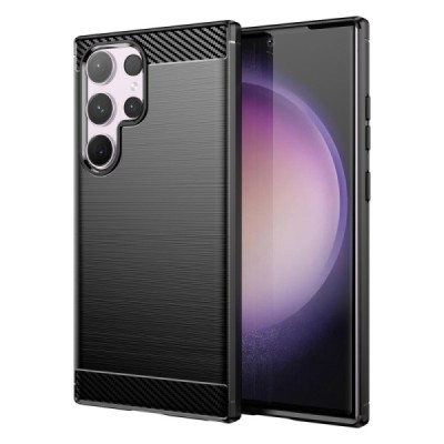 Samsung Galaxy S24 Ultra (SM-S928) „Carbon“ kieto silikono TPU juodas dėklas - nugarėlė | Priedai.lt