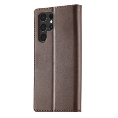 „Lc.Imeeke“ Samsung Galaxy S23 Ultra (SM-S918) tamsiai rudas odinis atverčiamas dėklas | Priedai.lt