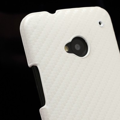 „Karboninis“ HTC One M7 baltas dėklas (Dėkliukas) / Priedai.lt