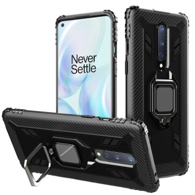 Sustiprintos apsaugos „Kickstand“ OnePlus 8 juodas kieto silikono (TPU) ir plastiko dėklas | Priedai.lt