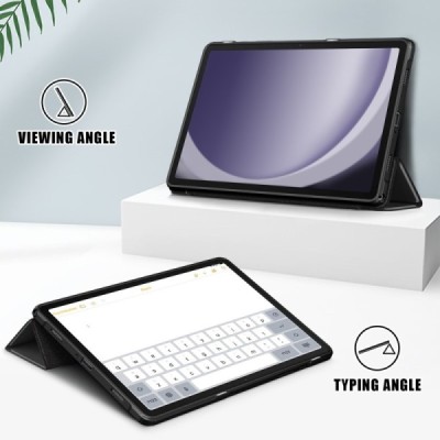 Samsung Galaxy Tab A9+ "Deluxe" flip black leather case - book | Priedai.lt