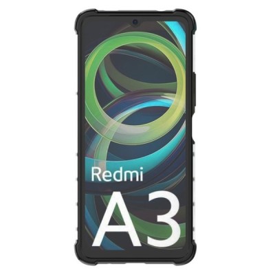 Honeycomb sustiprintos apsaugos Xiaomi Redmi A3 (Poco C61) skaidrus kieto silikono (TPU) ir plastiko dėklas | Priedai.lt