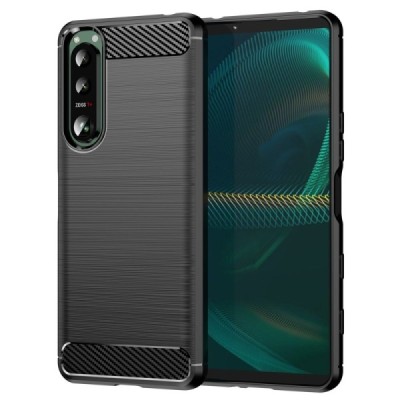 Sony Xperia 5 III „Carbon“ kieto silikono TPU juodas dėklas - nugarėlė | Priedai.lt