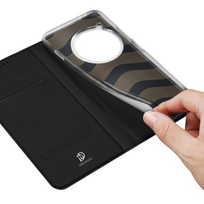 „Dux Ducis“ Skin serijos OnePlus 12 juodas odinis atverčiamas dėklas | Priedai.lt