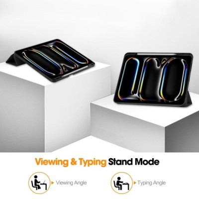Apple iPad Pro 13 (2025) / 13 (2024) flip black leather case - book with stylus slot | Priedai.lt