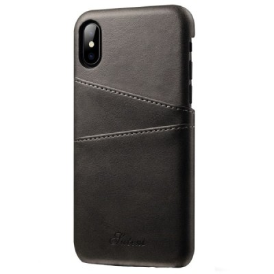 „Vintage“ Apple iPhone X (iPhone Xs) gray case with pocket | Priedai.lt