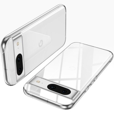 Google Pixel 8A hard silicone TPU transparent case - back | Priedai.lt