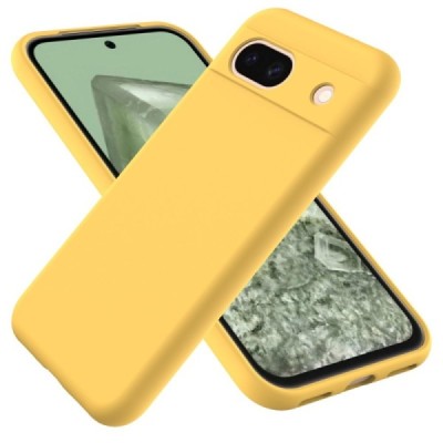 Google Pixel 8A Shell hard liquid silicone (TPU) yellow case - cover | Priedai.lt
