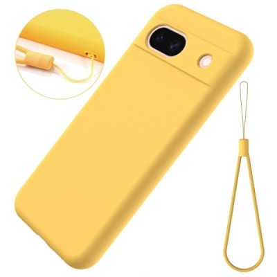 Google Pixel 8A Shell hard liquid silicone (TPU) yellow case - cover | Priedai.lt