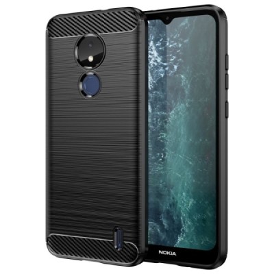 Nokia C21 "Carbon" hard silicone (TPU) black case - cover | Priedai.lt