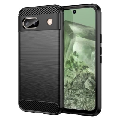 Google Pixel 8A "Carbon" hard silicone (TPU) black case - cover | Priedai.lt