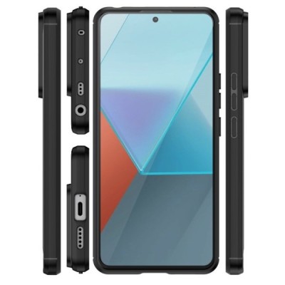 Xiaomi Redmi Note 13 Pro 5G / Poco X6 5G "Carbon" hard silicone (TPU) black case - cover | Priedai.lt