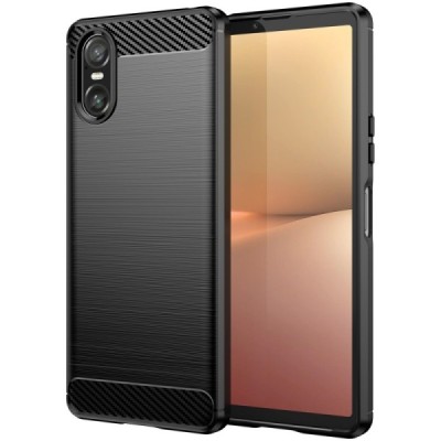 Sony Xperia 10 VI "Carbon" hard silicone (TPU) black case - cover | Priedai.lt