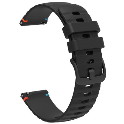 Wave smart watch (Samsung Galaxy Watch3, Gear, Watch GT) hard silicone (TPU) black bracelet | Priedai.lt
