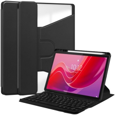 Lenovo Tab M11 (TB330FU, TB330XU), Xiaoxin Pad 11 2024 flip black leather case with bluetooth wireless keyboard | Priedai.lt