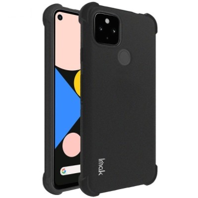 Google Pixel 4A 5G Imak reinforced protection hard silicone TPU black case - back + protective screen film | Priedai.lt