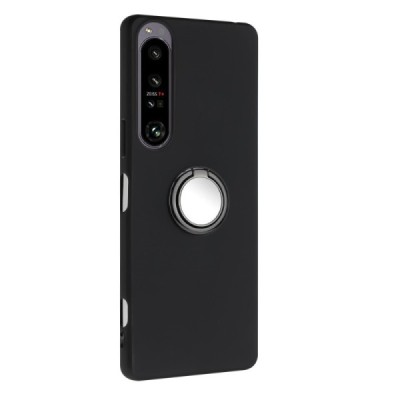 Sony Xperia 1 VI (6th Gen) „Kickstand“ Hard Silicone TPU Black Case - Back | Priedai.lt