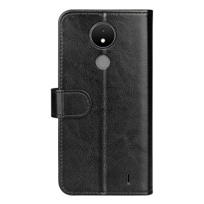 Nokia C21 flip-up black leather case - wallet | Priedai.lt