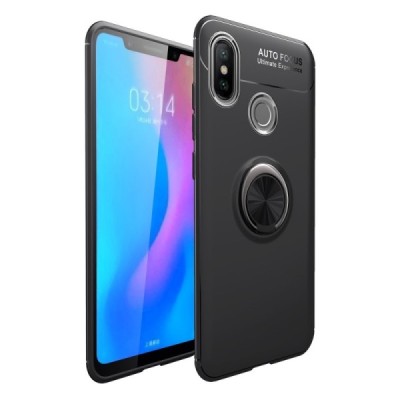 Xiaomi Mi 8 „FOCUS“ Kickstand hard silicone TPU black case - back | Priedai.lt