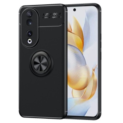 Huawei Honor 90 „FOCUS“ Kickstand hard silicone TPU black case - back | Priedai.lt