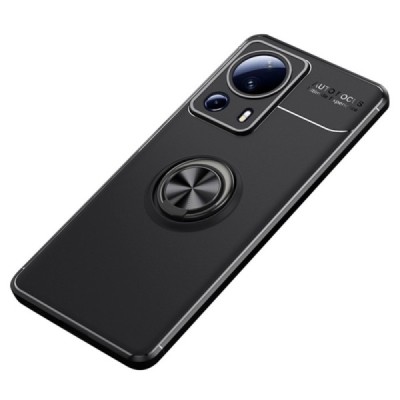 Xiaomi 13 Lite „FOCUS“ Kickstand hard silicone TPU black case - back | Priedai.lt