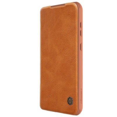 „Nillkin“ Qin Pro series luxury brown leather flip case for Samsung Galaxy A55 5G (SM-A556) | Priedai.lt