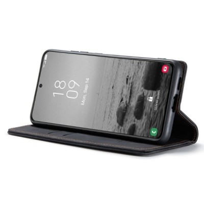 Samsung Galaxy S24+ (SM-S926) CaseMe Retro Solid Flip Case Book - Black | Priedai.lt