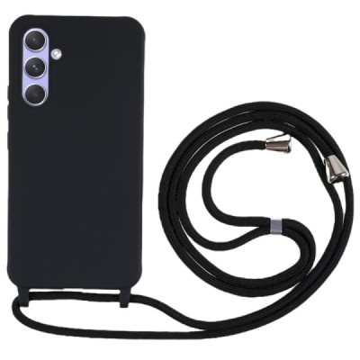 Samsung Galaxy A55 5G (SM-A556) Strap hard silicone TPU black case - back | Priedai.lt
