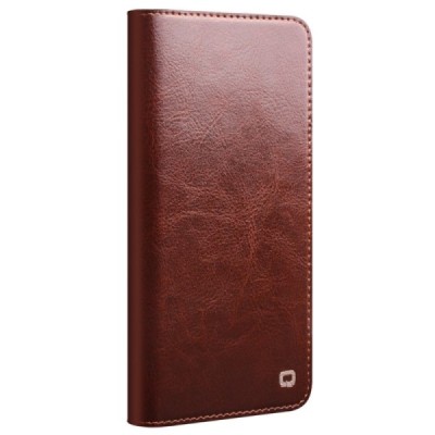 Samsung Galaxy S24 (SM-S921) „QIALINO“ flip-up brown leather case - booklet | Priedai.lt