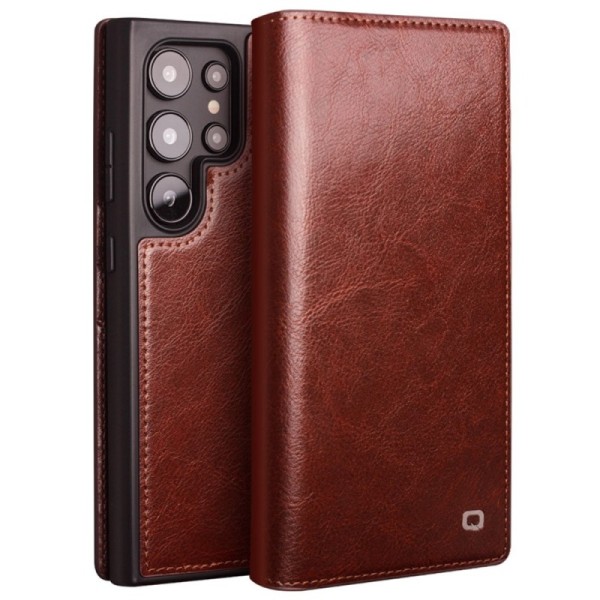 „QIALINO“ flip case - brown (Galaxy S24 Ultra)