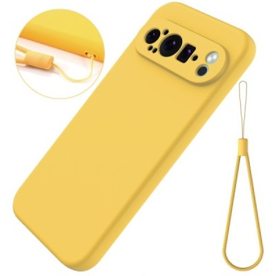 Google Pixel 9 Pro Shell hard liquid silicone (TPU) case yellow - cover | Priedai.lt