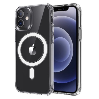 Apple iPhone 12 Mini „MagSafe“ hard silicone TPU clear acrylic case - back | Priedai.lt