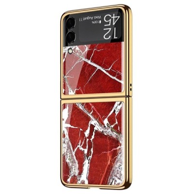 Samsung Galaxy Z Flip3 (F711) GKK Marble plastic red case - back | Priedai.lt