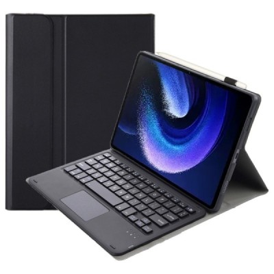 Xiaomi Pad 6 (Pad 6 Pro) flip black leather case with bluetooth wireless keyboard | Priedai.lt