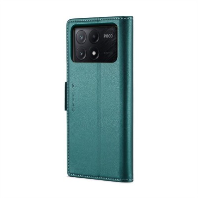 Xiaomi Poco X6 Pro 5G (Redmi K70E) CaseMe Leather Solid Flip Case Book - green | Priedai.lt