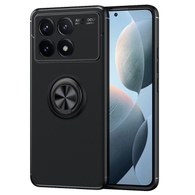 Xiaomi Poco X6 Pro 5G (Redmi K70E) „FOCUS“ Kickstand hard silicone TPU black case - back | Priedai.lt