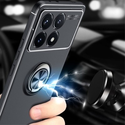 Xiaomi Poco X6 Pro 5G (Redmi K70E) „FOCUS“ Kickstand hard silicone TPU black case - back | Priedai.lt