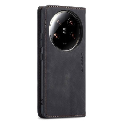 Xiaomi 14 Ultra CaseMe Retro Solid Flip Case Book - Black | Priedai.lt