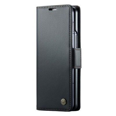 Samsung Galaxy Fold6 5G (SM-F956B) „CaseMe“ Leather solid flip black leather case - booklet | Priedai.lt