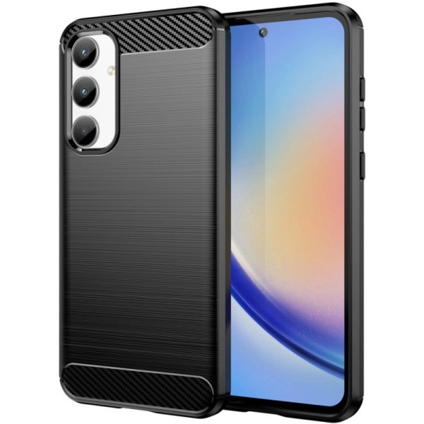 "Carbon" hard silicone (TPU) case - black (Galaxy A35)