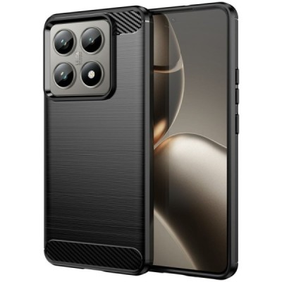Xiaomi 14T (14T Pro) "Carbon" hard silicone (TPU) black case - cover | Priedai.lt