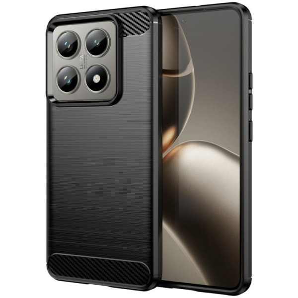 "Carbon" hard silicone (TPU) case - black (Xiaomi 14T / 14T Pro)