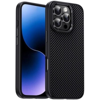 Apple iPhone 16 Pro "IPAKY" Carbon silicone TPU black case cover | Priedai.lt